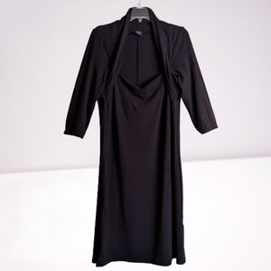 Tribal Dress Black Stretch Attached Shrug 3/4 Sleeves Large LBD
